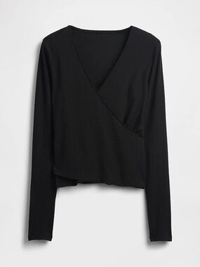 New GAP Black Wrap Long Sleeve Top